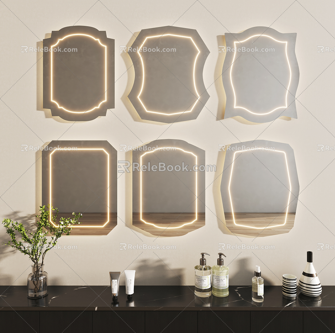 modern mirror shaped mirror 3d model