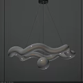 Modern White Chandelier With Wavy Design And Hanging Spherical Decor For Interior