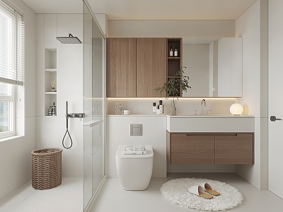 Modern Bathroom Shower Room Toilet Washbasin Shower Partition model