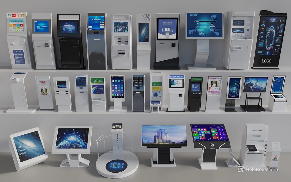 Diverse All in One Machines Featuring Touchscreen Displays and Modern Designs 3d model 