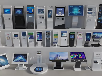 Diverse All in One Machines Featuring Touchscreen Displays and Modern Designs 3d model