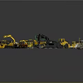 Assorted Types Of Utility Vehicles With Excavators Loaders And Construction Trucks