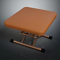 Orange Padded Sofa Stool With Metal Frame And Black Non Slip Foot Pads