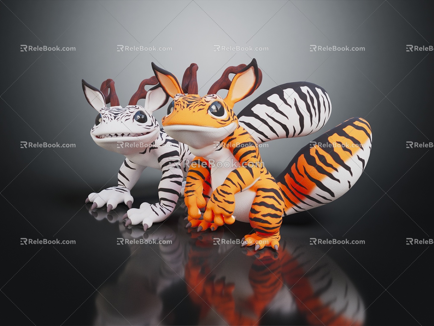 Modern Game Characters Dragon Tiger Salamander Cartoon Characters 3d model