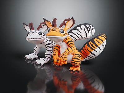 Modern Game Characters Dragon Tiger Salamander Cartoon Characters 3d model