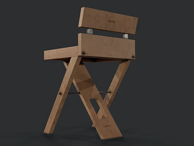 Wooden Leisure Chair With X Shaped Legs And Simple Modern Design 3d model