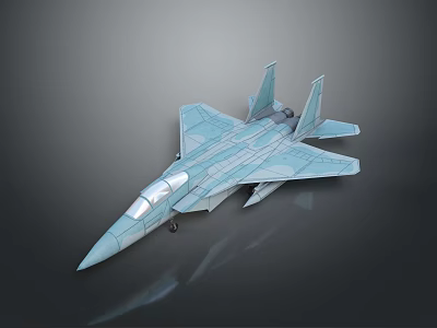 3D Rendered Light Blue Fighter Jet Model With Streamlined Design And Cockpit 3d model