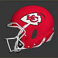 Red American Football Helmet As Sports Equipment With White Facemask And Team Logo
