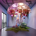 Creative Jellyfish Shaped Hanging Floral Garden Ornament For Modern Bright Indoor Art Display Space