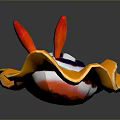 Vibrant Nudibranch Aquatic Animal With Yellow Edged Blue And White Striped Body And Red Tentacles