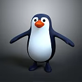 Cute Cartoon 3D Penguin Character Standing With Open Arms And Orange Beak