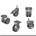 Various Metal Caster Wheels With Different Swivel Designs And Locking Features 3d model
