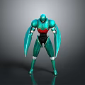 Green And Red Game Movie Character With Metallic Armor And Blade Arms Standing Pose