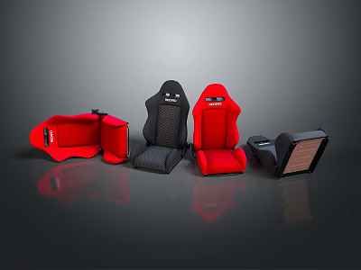 Car Seats In Red Black Gray Colors And Various Styles For Interior Design 3d model