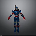 Red And Blue Armored Superhero Figure With Star Emblem And Backpack