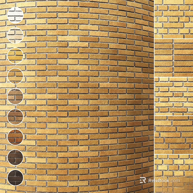 Brick Wall Components Featuring Multiple Color Shades And Textured Surface Design 3d model 
