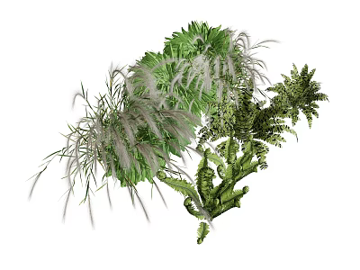 Lush Hanging Basket Plants With Various Green Foliage For Home Decoration 3d model