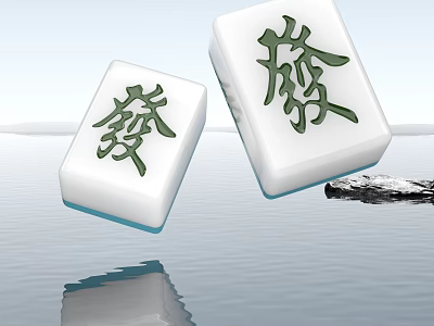 White Mahjong Tiles With Green Fa Character For Home Decoration And Collection 3d model