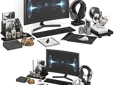 Modern Computer Desktop Office Computer Game Computer Host Headset E-sports Equipment model