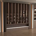 Modern Wooden Display Cabinet Interior With Shelves Decorative Items Books And Built-in Lighting