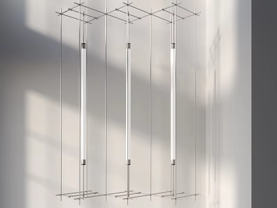 Modern Linear Chandelier With Three Suspended Light Bars And Metal Frame For Contemporary Interior Spaces 3d model