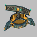 Futuristic Mechanical Tech Device With Yellow Blue Black Colorful Geometric Components