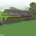 Modern Wooden Pergola with Glass Roof Stairs and Platform in Mountain Greenery