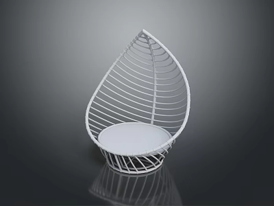 Modern White Woven Leisure Chair With Teardrop Shape And Cushioned Seat 3d model