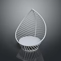 Modern White Woven Leisure Chair With Teardrop Shape And Cushioned Seat