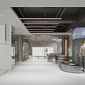 Modern Clothing Store Interior With Display Racks Cashier Counter And Lighting Design