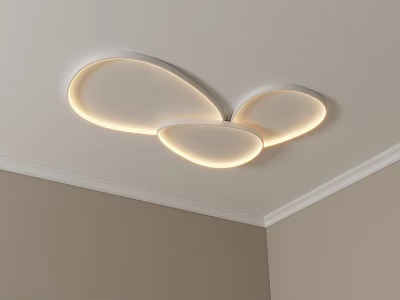Modern Three Curved Petal Shaped Ceiling Light With Soft Glow For Interior 3d model