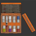 Open Orange Antigen Test Kit Case With Colored Vials And Labels 3d model