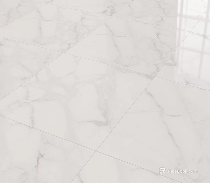 White Marble Floor Tiles With Natural Veining And Polished Finish For Interior 3d model 