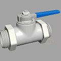 Stainless Steel Pipeline Ball Valve Featuring Blue Handle And Connecting Ports