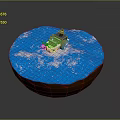Round Bowl With Blue Liquid Surface Yellow Boat And White Duckling Toy