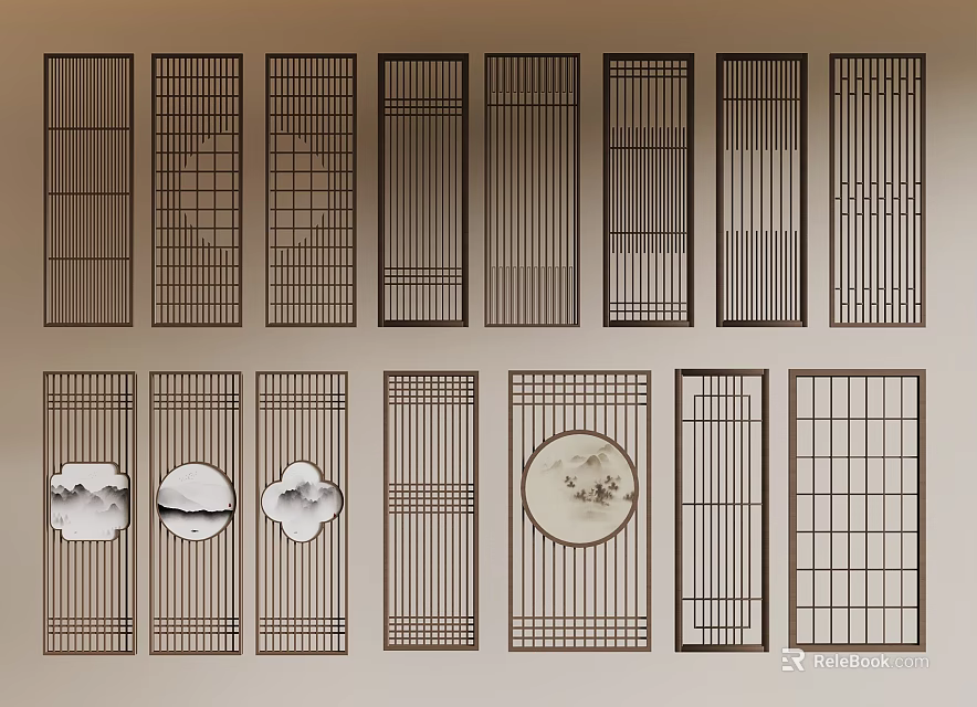 Traditional Chinese Lattice Designs With Various Patterns And Decorative Styles 3d model