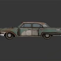 Vintage Classic Car With Rusty Body Red Rusted Roof And Front Circular Emblem