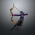 Man Aiming With Decorative Bow In Purple And Blue Outfit Dynamic Pose