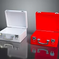 Open White And Red Storage Boxes With Handles As Practical Daily Household Items