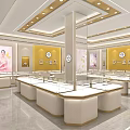 Elegant Jewelry Store Interior With Glass Display Counters And Warm Lighting Design