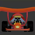 Red and Yellow Go Kart with Large Wheels Rear Wing and Yellow Seat Sporty Design