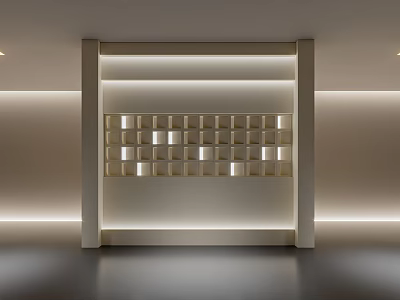 Modern Minimalist Foyer Hallway With Recessed Lighting And Grid Wall 3d model