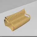 Modern Wooden Slatted Stool With Curved Design And Comfortable Seat Structure 3d model