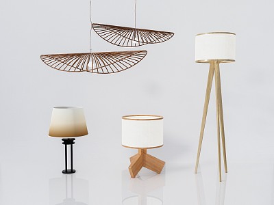 Modern lighting combination rattan chandelier table lamp floor lamp model