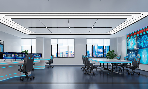 Modern Monitoring Room Science and Technology Sense Plus Monitoring Inspection Office 3d model