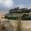Military Utility Vehicles Featuring Tank And Armored Car In Open Terrain With Rocks And Grass