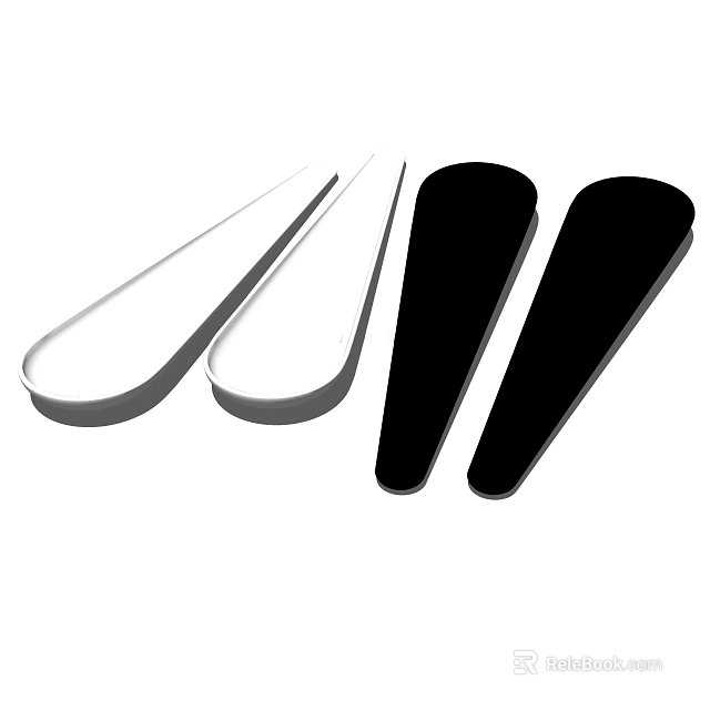 Stylish White And Black Drop Shaped Kitchen Utensils For Cooking 3d model 