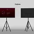 TV With Tripod Stand Featuring Front Screen Display And Back View 3d model