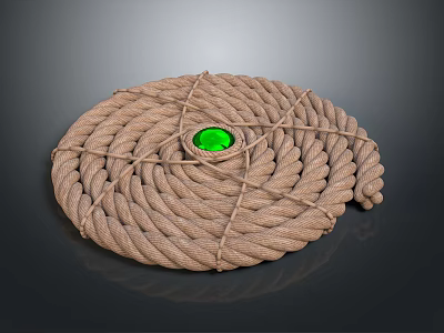 Decorative Weapon Design Featuring Coiled Rope And Central Green Gemstone 3d model