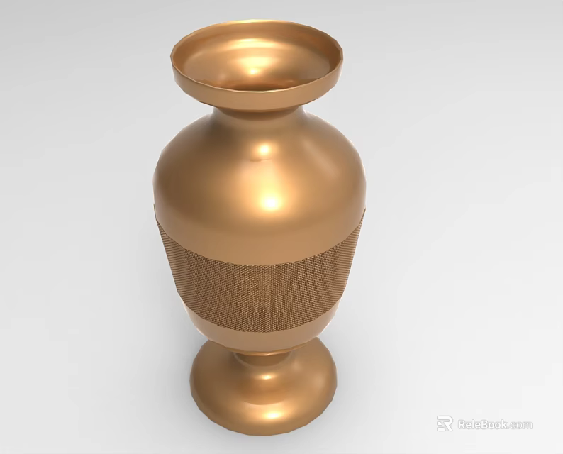Golden Decorative Ornament Set With Woven Texture Vase For Home Decoration 3d model 